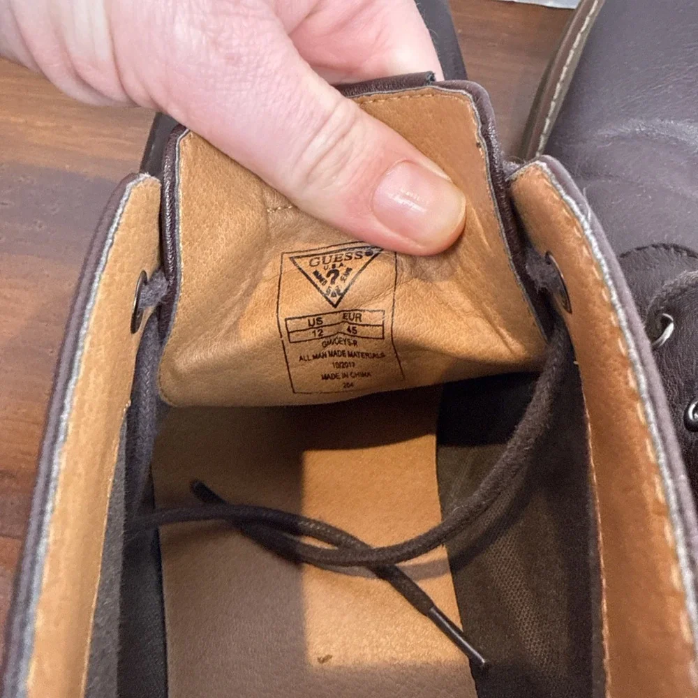 Guess Brown Faux Leather‎ Joeys Chukka Ankle Boots Size 12